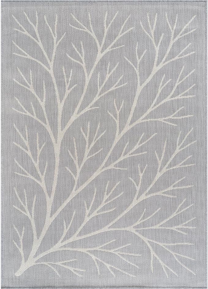 Washable Indoor Outdoor Rug 9x12 Modern Area Rugs Branch Pattern Non Shedding Waterproof Easy Clean Patio Deck Porch Living Room Bedroom Garden RV (9 X 12 Gray)