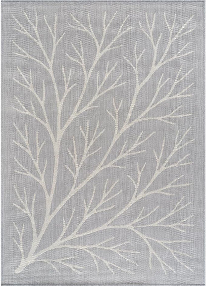 Washable Indoor Outdoor Rug 9x12 Modern Area Rugs Branch Pattern Non Shedding Waterproof Easy Clean Patio Deck Porch Living Room Bedroom Garden RV (9 X 12 Gray)