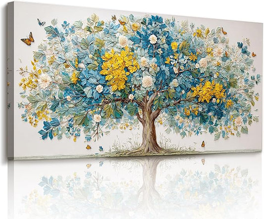 imjiayu Large Wall Art, Tree of Life Wall Art, Abstract Art Wall Decor, Nature Spiritual Tree Canvas Prints, Colorful Modern Paintings Wall Decor Living Room Bedroom Office Hallway Yoga Room 24"x48"