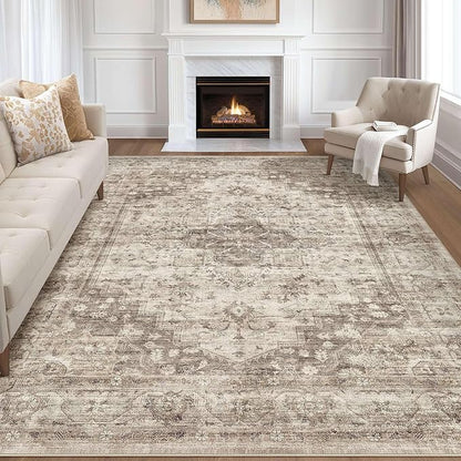 LOONGRUG 7x9 Warm Sepia tan Rug Vintage