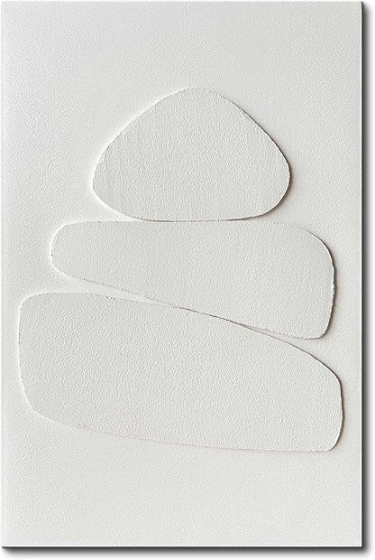 Creespi White Textured Wall Art - Hand Painted Minimalist 3D Art Painting 24x36 inches,Modern Abstract Oil Painting On Canvas for Home Wall Decor