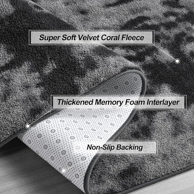Gifeas Large Ultra Soft Modern Area Rugs for Living Room Bedroom, 5x8 Feet Tie-Dyed Dark Grey Thickened Memory Foam Indoor Carpets, Non-Slip Comfy Rug for Boys Girls Nursery Room Home Decor