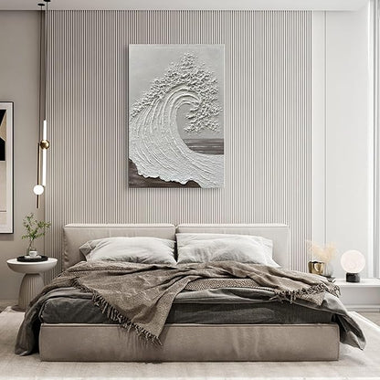 NANKAI Art 45x30 inch Hand-Painted Ocean Wave Oil Painting White Abstract Canvas Art Painter Living in Office Corridor Wall Decorative Art