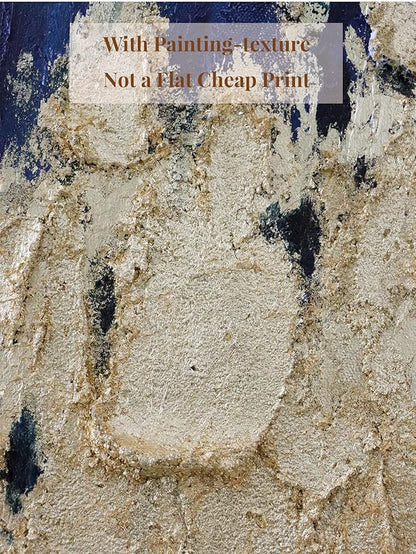 Zessonic Abstract Wall Art Hand-Textured Modern - Set of 3, Emerald Green Blue and Gold - 24x36inch, Framed