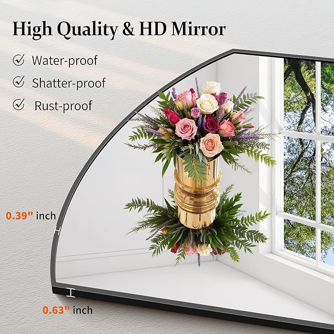 COFENY Bathroom Mirror, 20x40 Inch Black Oval Wall Mounted Mirror with Thin Metal Frame, Modern Bathroom Vanity Mirrors for Over Sink, Entryway, Living Room, Bedroom