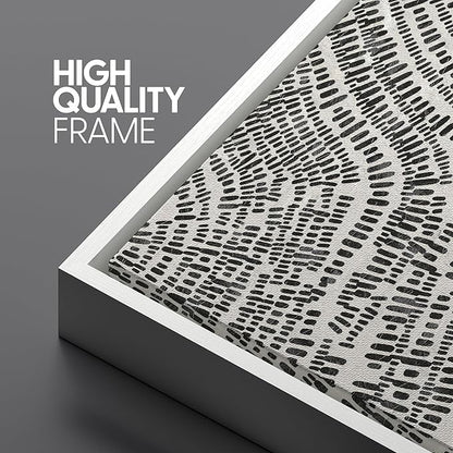 SIGNLEADER Framed Canvas Print Wall Art Set Minimalist Black and White Geometric Abstract Pattern and Line Illustrations Boho Decorative for Living Room, Bedroom, Office - 16"x24"x3 WHITE