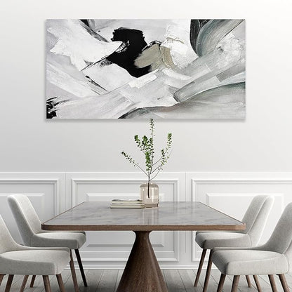 Abstract Wall Art Home Wall Decor Black White and Grey painting Abstract Canvas Art Framed Artwork Modern Home Wall Decor for Living Room Bedroom Office 29"x58"