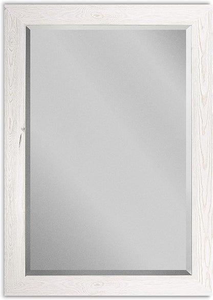 Renditions Gallery Rectangular Brite White Wood Framed Body Mirror Verticle Or Horizontal Farmhouse Wall Mounted Decorative Mirror for Bedroom Living Room Home Boho Decor - 41"x29" LT07