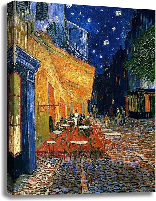 dgbtcart Cafe Terrace At Night by Vincent Van Gogh Artwork Poster, Classic Wall Art Canvas Print for Bedroom Bathroom Decor - 16"x24"