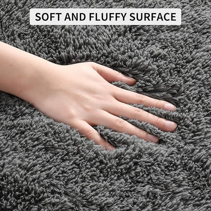 Tepook Soft Fluffy Rugs for Bedroom, 4x6 Area Rug for Living Room, Modern Shaggy Room Rug for Kids Boys Girls, Plush Throw Rugs Indoor Nursery Home Decor Rug with Non-Slip Bottom, Dark Grey