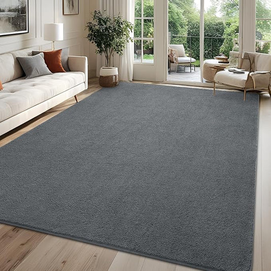6x9 Feet Area Rug for Living Room, Large Dark Grey Rugs for Bedroom, Modern Low Pile Washable Memory Foam Indoor Carpet, Non Slip Rectangle Carpets for Home Decor