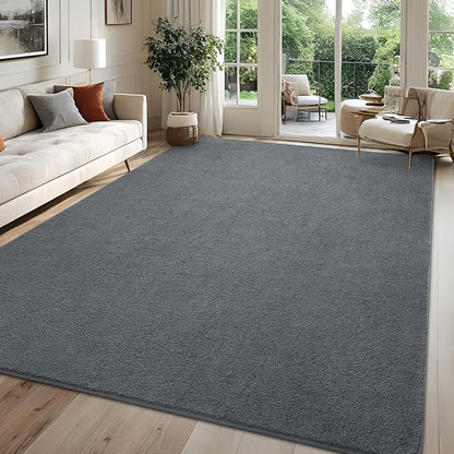 5x7 Feet Area Rug for Living Room Bedroom, Dark Grey Modern Washable Rugs, Memory Foam Indoor Carpet, Low Pile Non Slip Carpets for Kids Girls Boys Baby Teen Dorm Nursery Home Decor