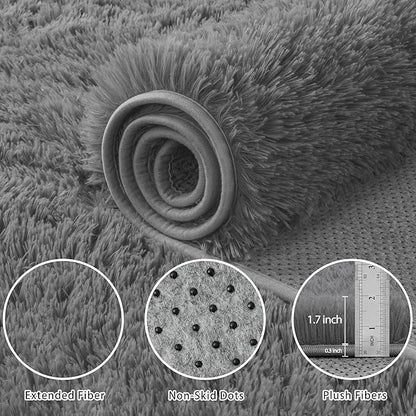 6x9 Area Rug for Living Room:Ultra Soft Fluffy Shag Dark Grey Rugs,Large Fuzzy Plush Indoor Non Slip Carpet Washable Rug for Bedroom Kids Nursery Office Dorm Modern Decor(Dark Grey 6'x9')