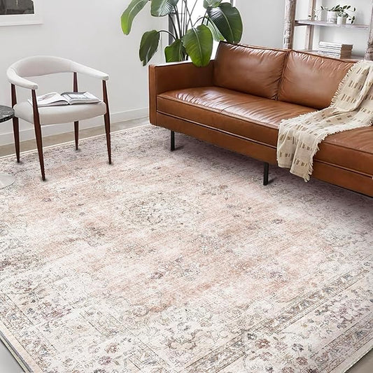 CHAMPLANT Washable Area Rug 10'x14' Boho Design Non-Shedding Easy Care Ideal for High Traffic Areas in Living Room Bedroom Office Coffee Table Kitchen Large Carpet
