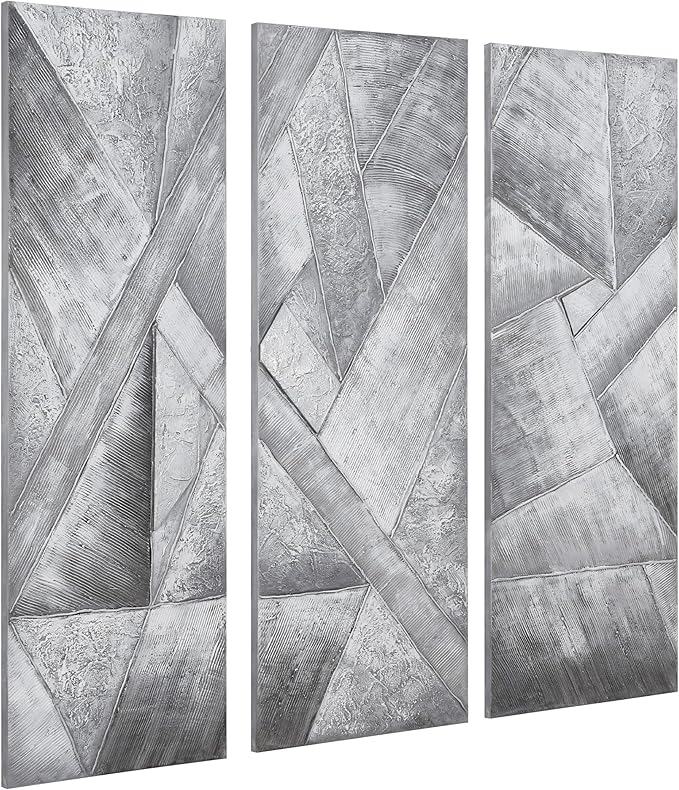 Empire Art Direct Abstract Wall Art Textured Hand Painted Canvas by Martin Edwards, Triptych, 60" x 20" each, Diamonds