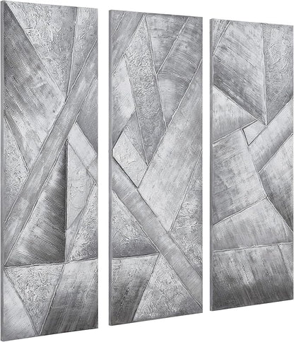 Empire Art Direct Abstract Wall Art Textured Hand Painted Canvas by Martin Edwards, Triptych, 60" x 20" each, Diamonds