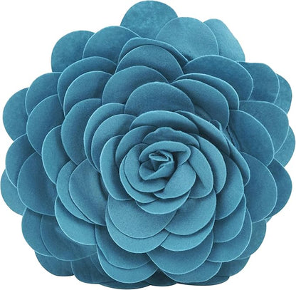 SARO LIFESTYLE Flower Design Poly Filled Throw Pillow, Teal, 13"