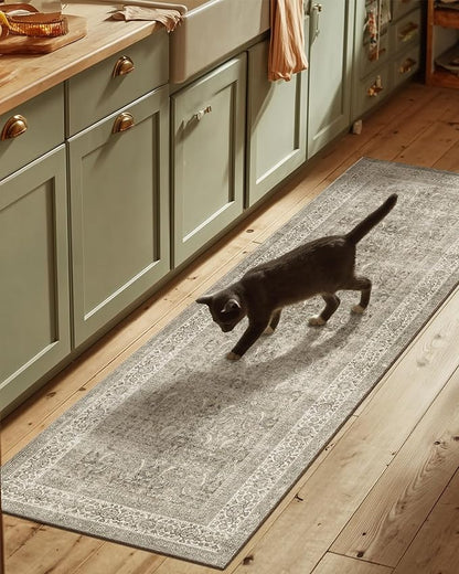 Washable Runners for Hallways Kitchen Rug: 2'6"x8' Runner Rugs Stain Resistant Non Slip Low Pile Soft Carpet Runners for Hallways Bedroom Entryway Indoor Beside Bathroom Laundry Room