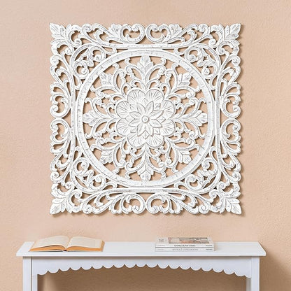 JFY Designs Wall Medallion - Wooden Wall Decor, Hand Carved & Embossed Decorative Wall Sculpture, Boho Farmhouse Wall Art, Perfect for Home, Office or any Living Space