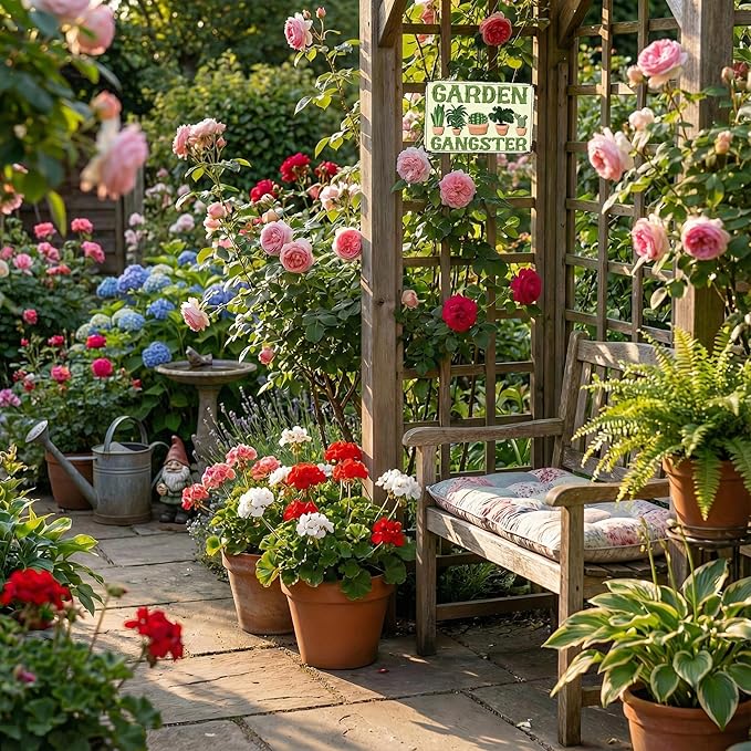 Funnysign Gardening Gifts Garden Ganster Vintage Gardening Tin Sign for Home Garden Patio Greenhouse Yard Decor 8 X 12 Inch (3826)