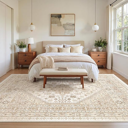 zesthome 5x7 Area Rugs - Ultra-Thin Washble Rug, Stain Resistant Anti Slip Backing Rugs for Living Room,Bedroom, Vintage Home Decor Area Rug