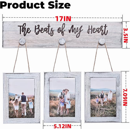 4X6 Picture Frames Farmhouse Rustic Vintage Distressed Solid Wood Photo Frame with HD plexiglass Hanging Picture Frame Wall Decor for Living Room, Set of 3