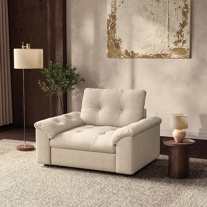 Oversized Modular Sectional Sofa with Storage, Modern Deep Seat Cloud Couch for Living Room, L-Shaped Large Sectional Couch, Single Chair, Beige