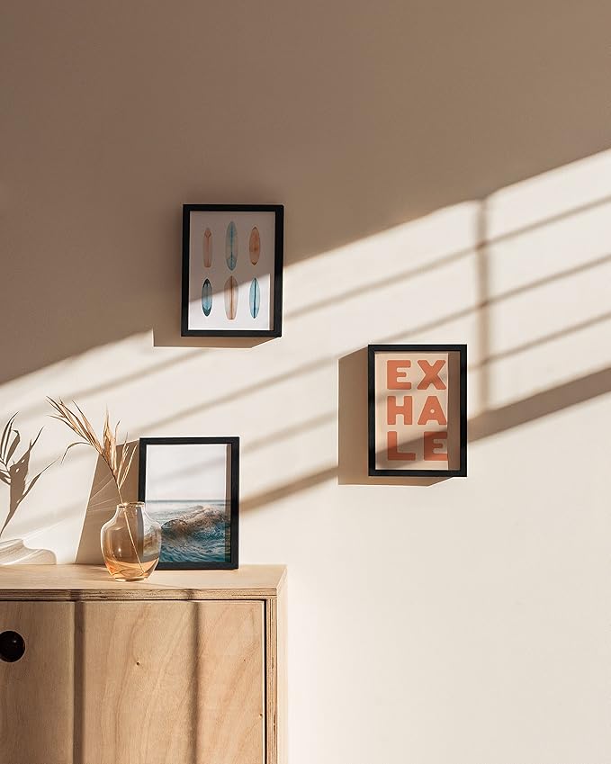 HAUS AND HUES Black 5x7 Picture Frame Set of 9 - Photo Display, Wooden 5x7 Frame for Wall Art & Décor (Black Oak)
