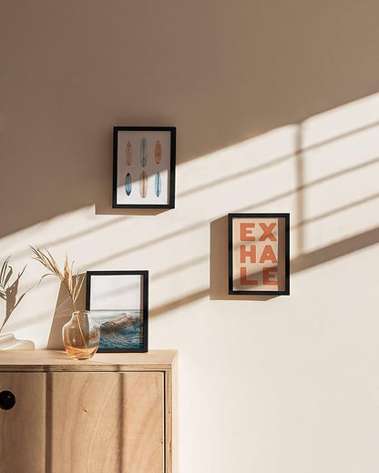HAUS AND HUES Black 5x7 Picture Frame Set of 9 - Photo Display, Wooden 5x7 Frame for Wall Art & Décor (Black Oak)