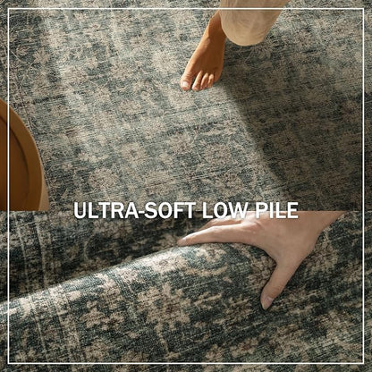 Machine Washable Rug Runners for Hallways: 2'6"x8' Kitchen Rugs Stain Resistant Non Slip Low Pile Soft Boho Carpet Runners for Hallways Bedroom Entryway Indoor Beside Bathroom Laundry Room