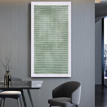 NANKAI Art Hand-Painted White and Green Thick Texture Abstract Art Oil Painting Contemporary Minimalist Style Art Living Room Office Corridor Wall Decoration Oil Painting 24x48 inches