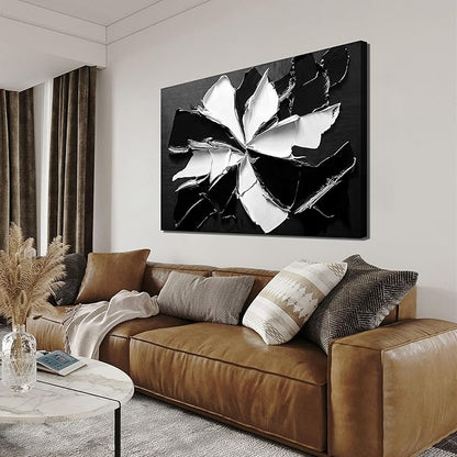 Abstract Wall Art Decor Modern Minimalist Wall Art Pictures for Living Room Black and White Wall Art Prints Abstract Canvas Art Wall Decor Flowers Artwork for Walls Office Home Decoration 32" X 48"