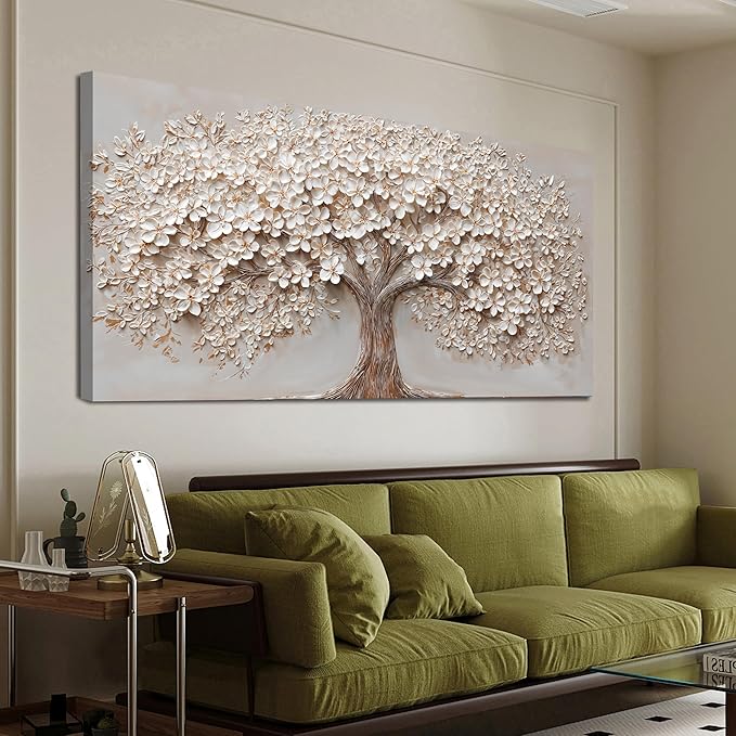 Canvas Wall Art Decor Prints Oversized Wall Art Pictures for Living Room Tree of Life Wall Art Decor Canvas Art Wall Decor Modern Large White Wall Art Prints Artwork for Walls Bedroom Office Decor 29" X 58"