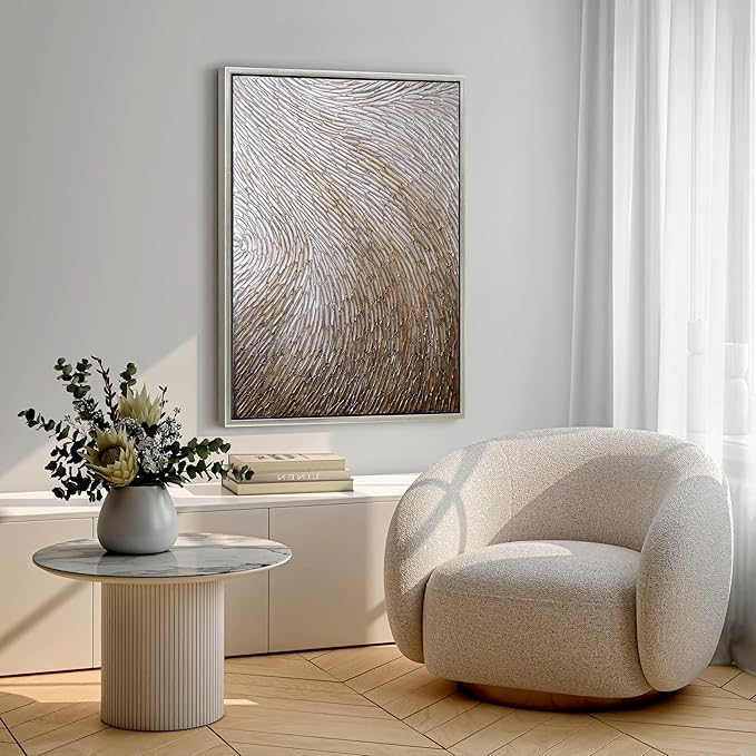 Empire Art Direct Gold Waves II Textured Metallic Hand Painted Framed Canvas Wall Art, Ready to Hang, Living Room, Bedroom & Office, 30"x40"x1.5"
