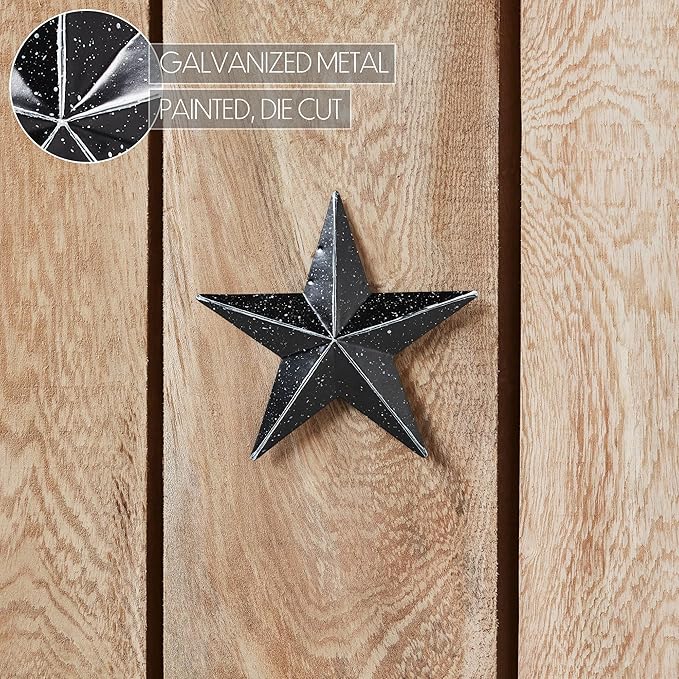 VHC Brands Patriotic Faceted Metal Star Black Wall Hanging 4x4, Independence Day Decor, American Star Design, Distressed Appearance Metal Wall Hanging, Star Shape, Country, Charcoal Black