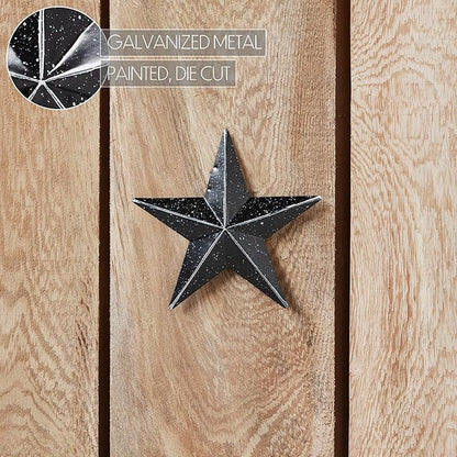 VHC Brands Patriotic Faceted Metal Star Black Wall Hanging 4x4, Independence Day Decor, American Star Design, Distressed Appearance Metal Wall Hanging, Star Shape, Country, Charcoal Black