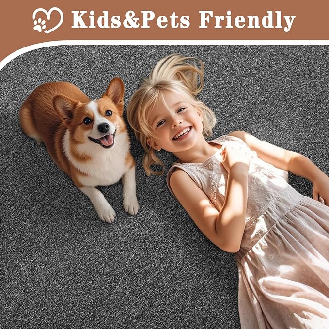 6x9 Area Rugs for Bedroom Living Room, Dark Grey Soft Low-Pile Modern Indoor Thickened Memory Foam Non-Slip Washable Carpets for Kids Dorm Home Decor Rug