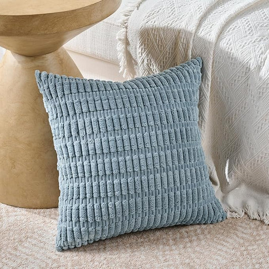 Fancy Homi 4 Packs Decorative Throw Pillow Covers for Living Room Couch Bed, Modern Farmhouse Boho Home Décor Accent Cushion Case, 22" x 22", Light Blue