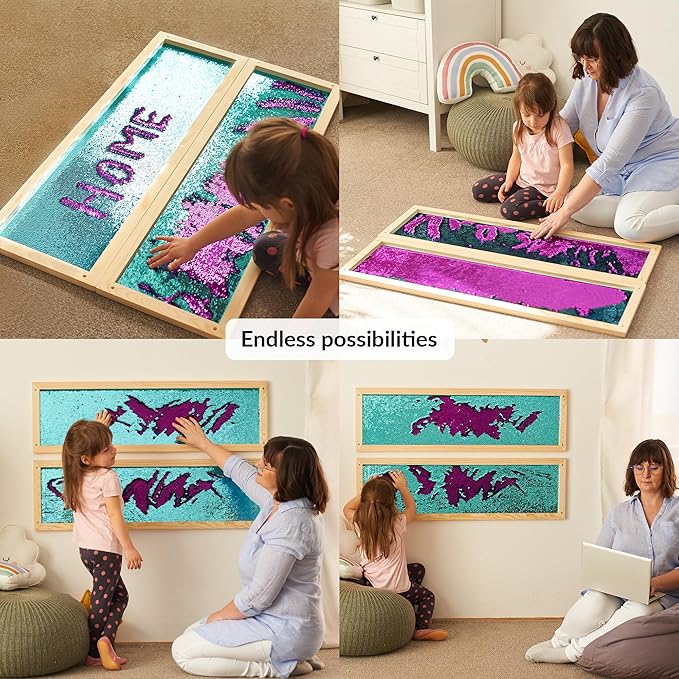 ODOXIA Sequin Sensory Wall Panel for Kids | Interactive Wall Decor & Flip Fabric Board | Reversible Toy for Play & Learning | Room Equipment & Autism Toys