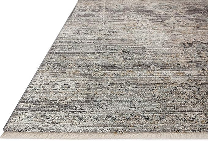 Loloi Jean Stoffer Katherine Collection KES-05 Graphite/Jade 2'-7" x 16'-0", .25" Pile Height, Runner Rug