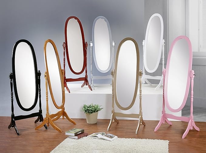 Roundhill Furniture Queen Anna Style Floor Cheval Mirror, Gold