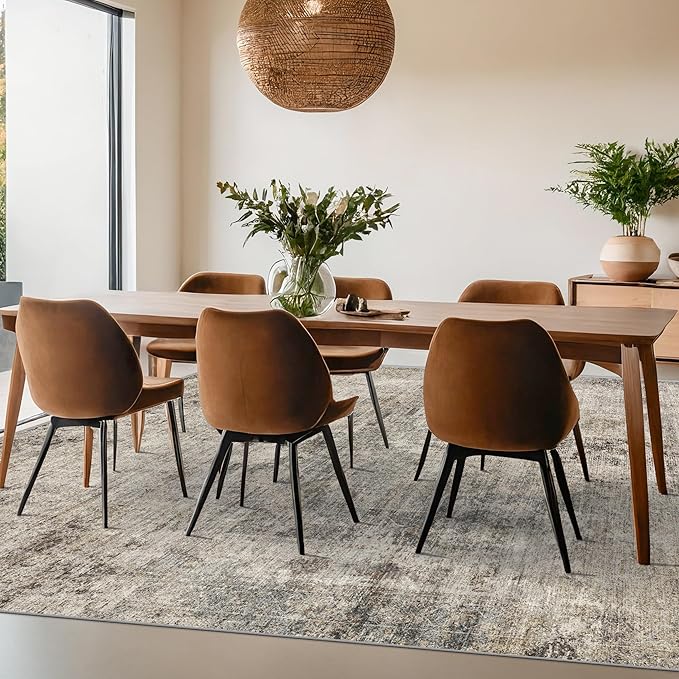 Hazo Haus Taupe Brown Extra Large Area Rug for Living Room 10x14 – Modern Farmhouse Rustic Washable Rug for Dining Room & Bedroom, Non-Slip Foldable Dark Academia Décor