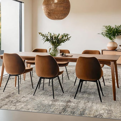 Hazo Haus Taupe Brown Large Area Rug for Living Room 10x12 – Modern Farmhouse Rustic Washable Rug for Dining Room & Bedroom, Non-Slip Foldable Dark Academia Décor