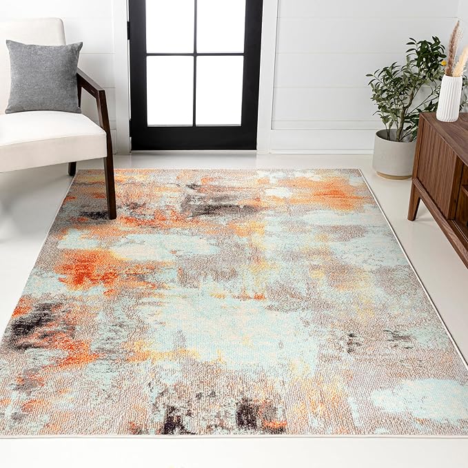 JONATHAN Y Modern Abstract Vintage Cream/Orange Indoor Area Rug, 8x10, Contemporary POP, Transitional, Easy-Cleaning for Living Room, Bedroom, Kitchen, Pet Friendly, Non-Shedding (CTP104B-8)