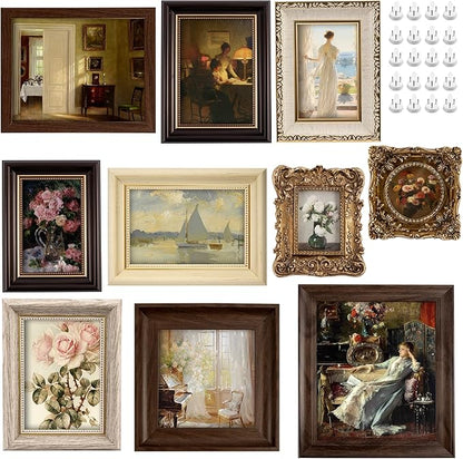 10-Pack Vintage Picture Frames Set - Ornate Antique-Style Wall & Tabletop Photo Frames for Gallery, Bedroom, Living Room Decor, No Photos Included (Vintage)