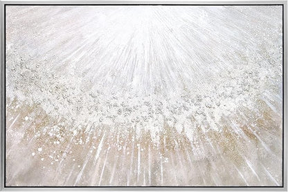 Empire Art Direct Abstract Wall Art Textured Hand Painted Canvas by Martin Edwards, Champagne Frame, 32" x 48", Silver Pellets