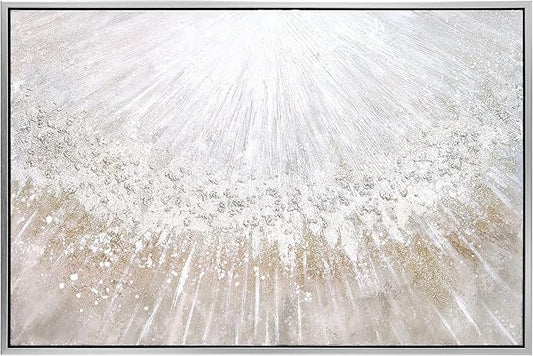 Empire Art Direct Abstract Wall Art Textured Hand Painted Canvas by Martin Edwards, Champagne Frame, 32" x 48", Silver Pellets
