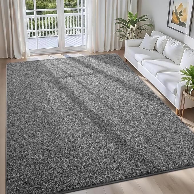 5x7 Area Rugs for Bedroom Living Room, Dark Grey Soft Low-Pile Modern Indoor Thickened Memory Foam Non-Slip Washable Carpets for Kids Dorm Home Decor Rug