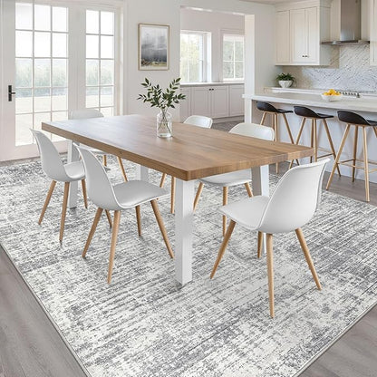 5x8 Area Rug Living Room: Washable Large Neutral Grey Rugs Abstract Soft Modern Stain Resistant Indoor Floor Non-Slip Carpet for Bedroom Nursery Kids Office Playroom Dining Room Under Table Home