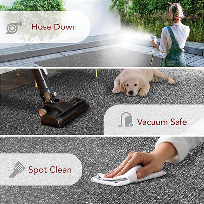 nuLOOM 10' x 14' Solid Hand Braided Indoor/Outdoor Area Rug, Pet-Friendly, High Traffic, Weather Resistant, for Patio, Balcony, Bedroom, Living, Dining Room, Wynn Charcoal